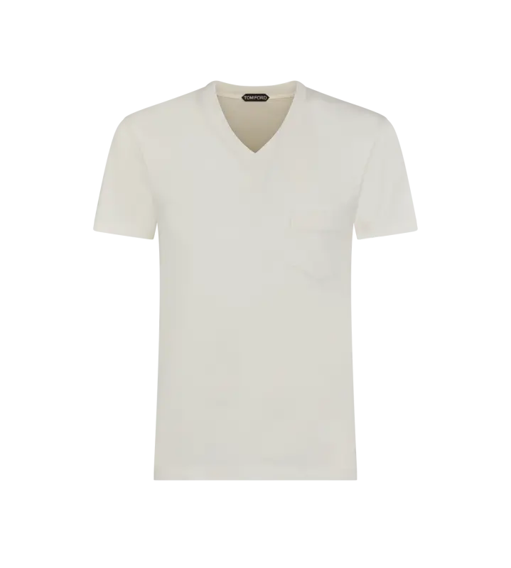 PURE COTTON V-NECK T-SHIRT WHITE online